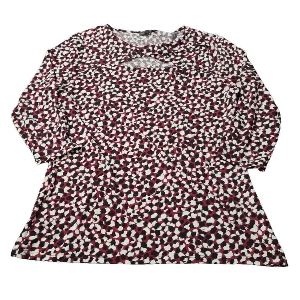 Vince Camuto Womens Blouse Multicolor Size Medium Polyester 3/4 Sleeve Stretch